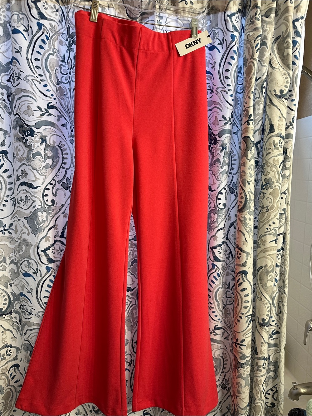 DKNY vibrant coral Flared Knit Pants
